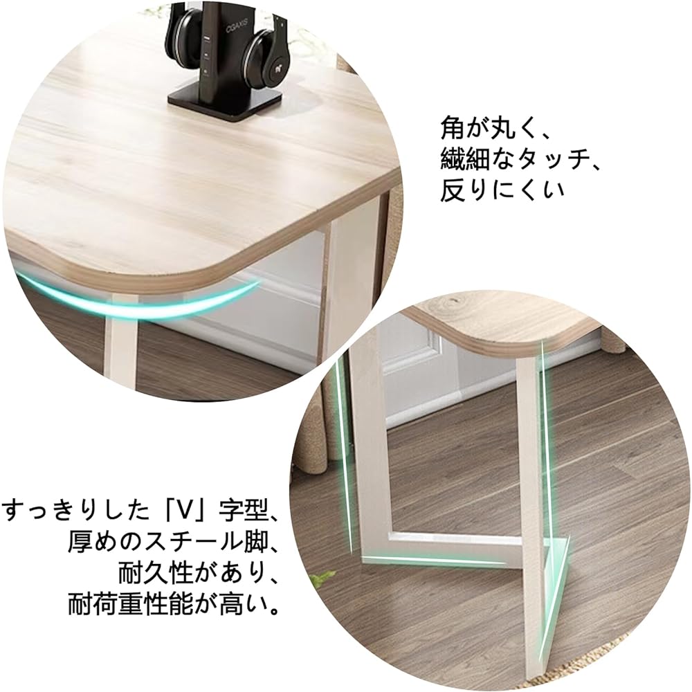 WNYOS Desk, Computer Desk, Easy to Assemble, Study Desk, Scandinavian Wooden Study Desk, Computer Desk, Telework, Office, Game, Study, Home Work, Vanity Table, V Shape, For Remote Work, Sturdy, Stylish (100*50cm, Wood Grain)