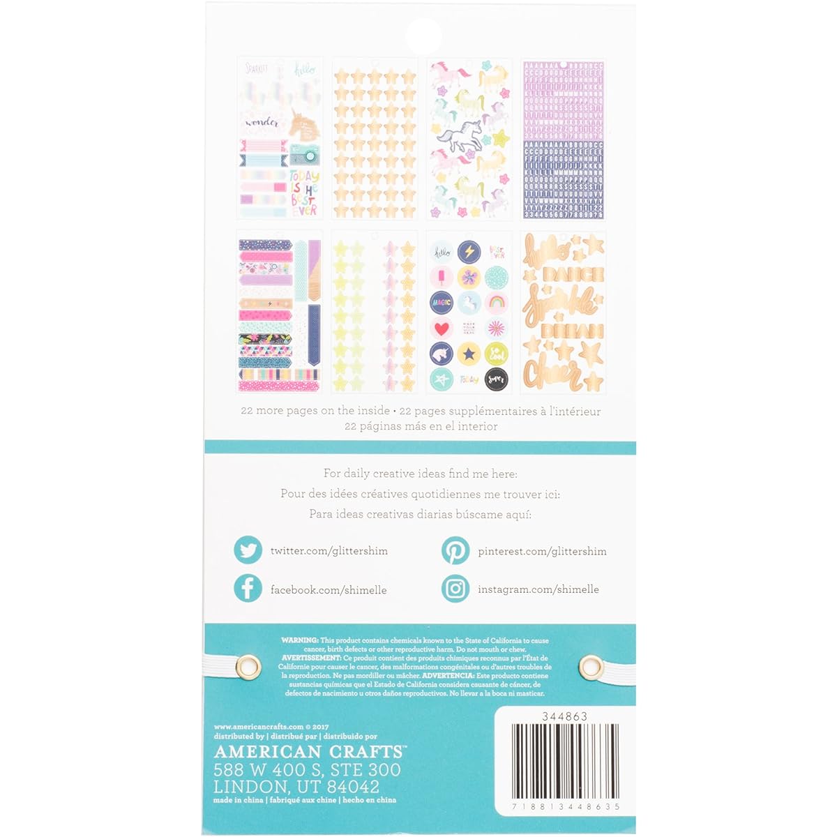 American Crafts Stickers Book Stickers and Bling - Shimelle - Holographic Foil - 30 Sheets 344863