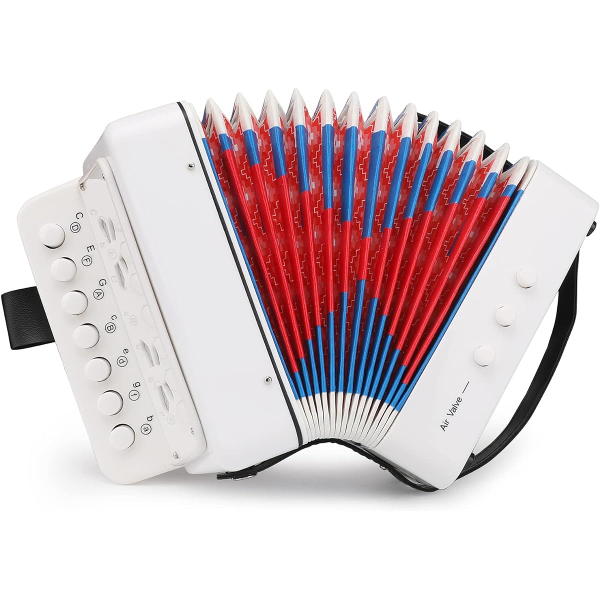 Button Accordion 10 Key Control Accordion with 3 Air Valves Easy to Play Lightweight Eco-Friendly for Toddler Development (White)