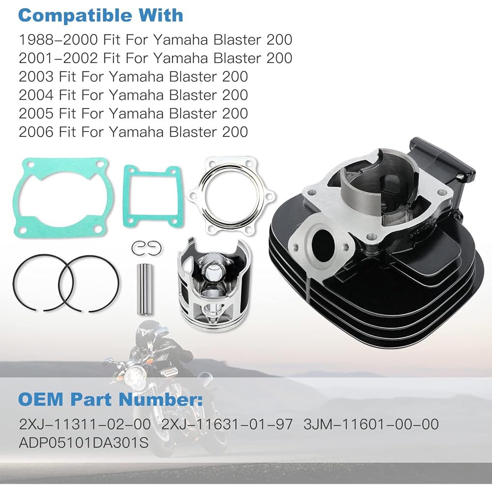 ECCPP Cylinder Piston Assembly Kit for Yamaha Blaster 200 YFS200 1998-2006 Cylinder Piston Ring Gasket Set