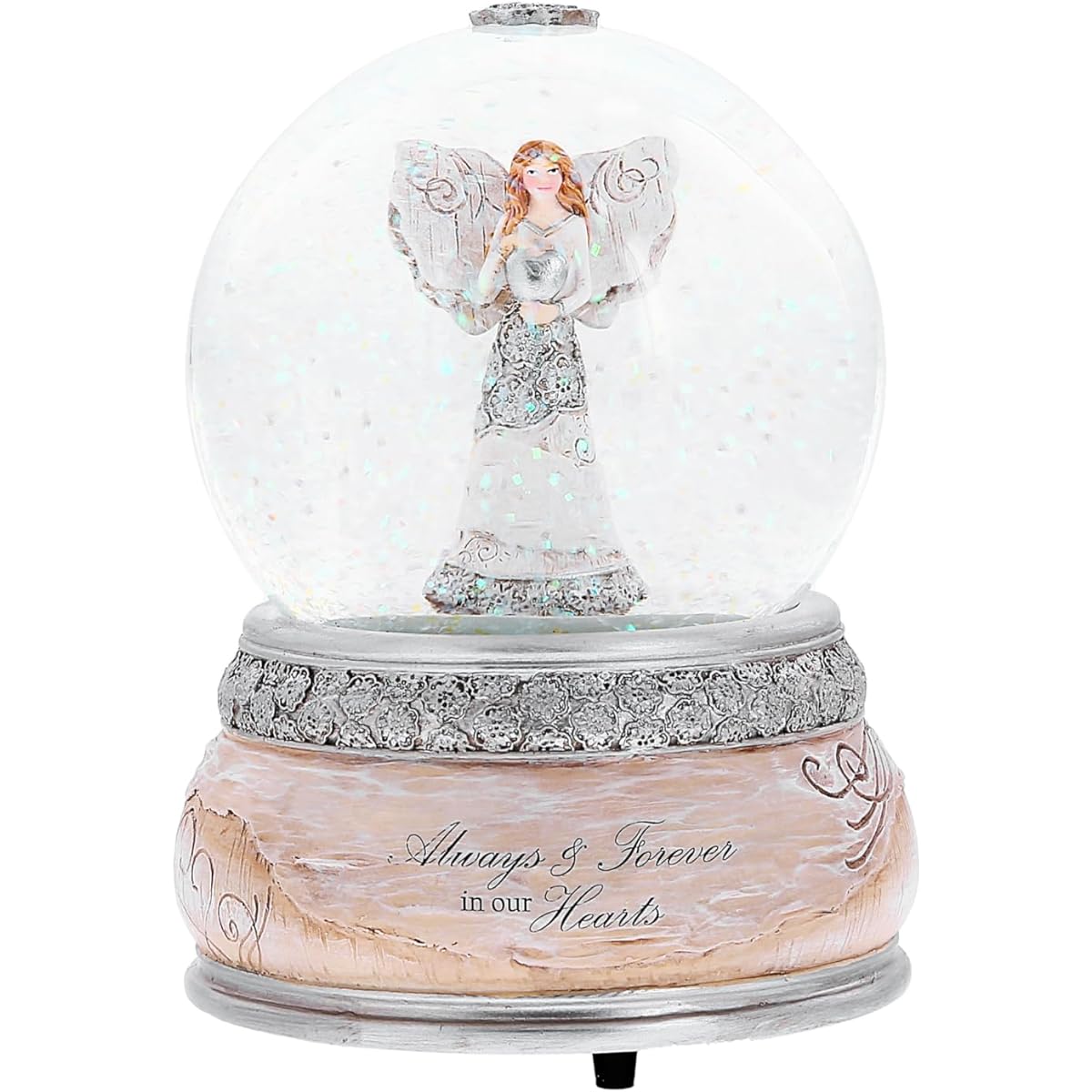Pavilion - Always & Forever in Our Hearts - 6" Musical Amazing Grace Water Globe Snow Globe Blizzard 100mm Collectible Bereavement Memorial Grave Gift Funeral Present