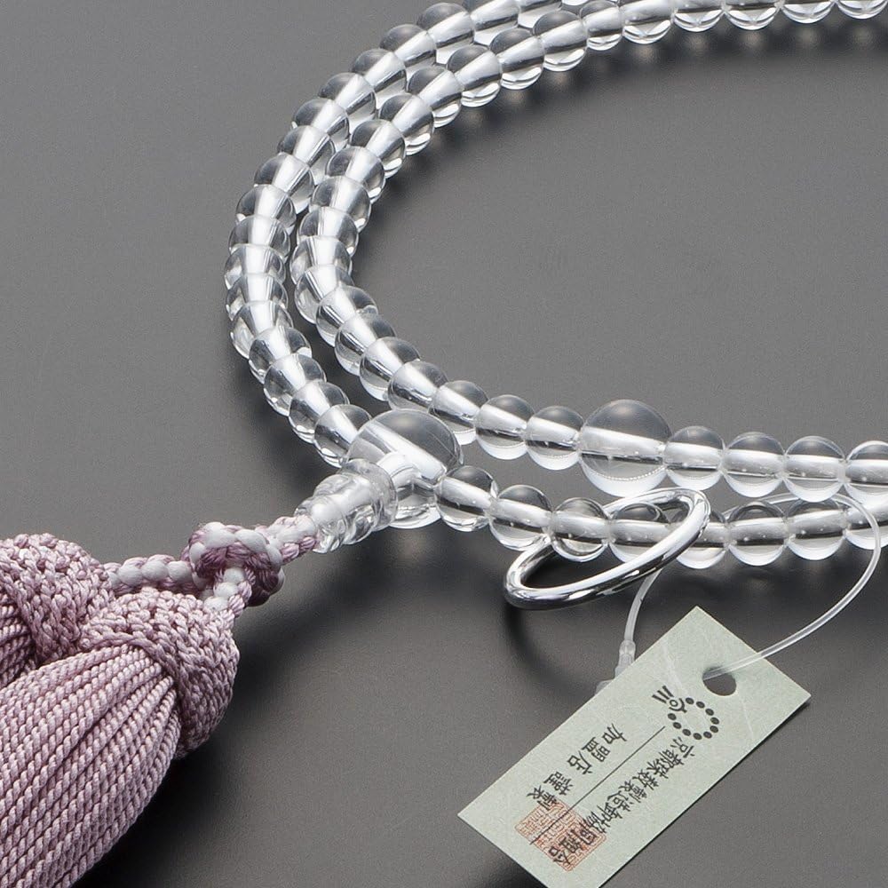 Buddhist altar store Takita Shoten Prayer beads Soto sect authentic prayer beads [For women] Genuine crystal 8-inch pure silk headed tassel ◆Kyoto prayer beads, real prayer beads, two-wheeled prayer beads, Zen Buddhism, formal prayer beads [Published by