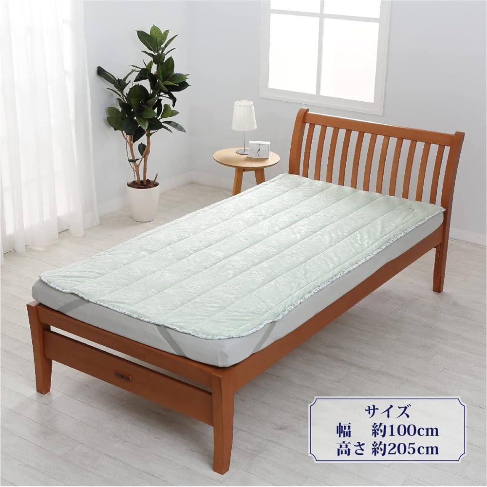 Nishikawa Bed Pad, Single, Washable, Wedgwood Wild Strawberry, Warm, Flannel, Resistant to Slip, Comes with Rubber on Four Corners, Green CM02502007