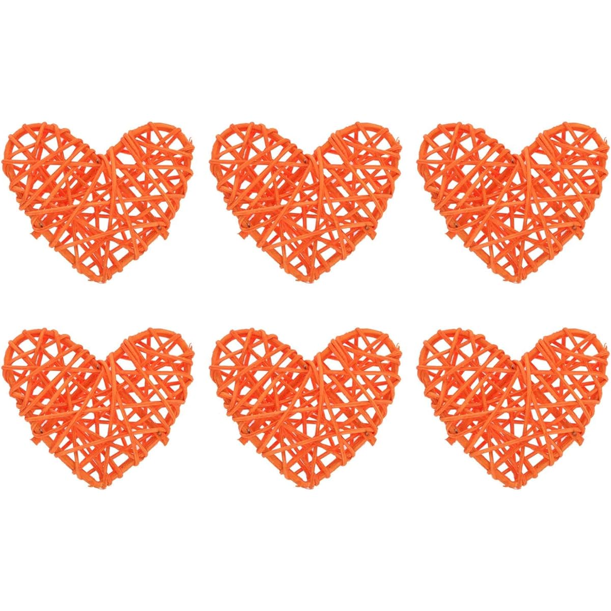 Natural Wicker Rattan Heart Shape Ball DIY Craft Vase Filler Hanging Ball Ornament for Wedding Baby Shower Birthday Christmas Party Decoration (2.36 Inch 12 Pieces) (Orange)