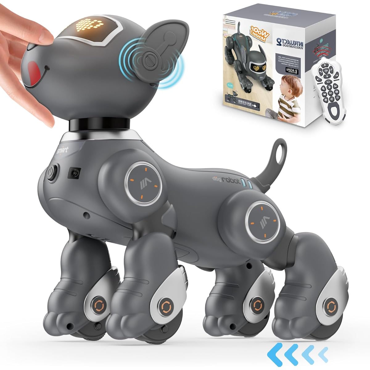 VATOS Robot Dog Toy for Kids, Voice & 2.4GHz Remote Control Robot Pet with Interactive Touch Sensor, 20+ Response Program Modes, Robot Puppy Toy for Kids Boys Girls