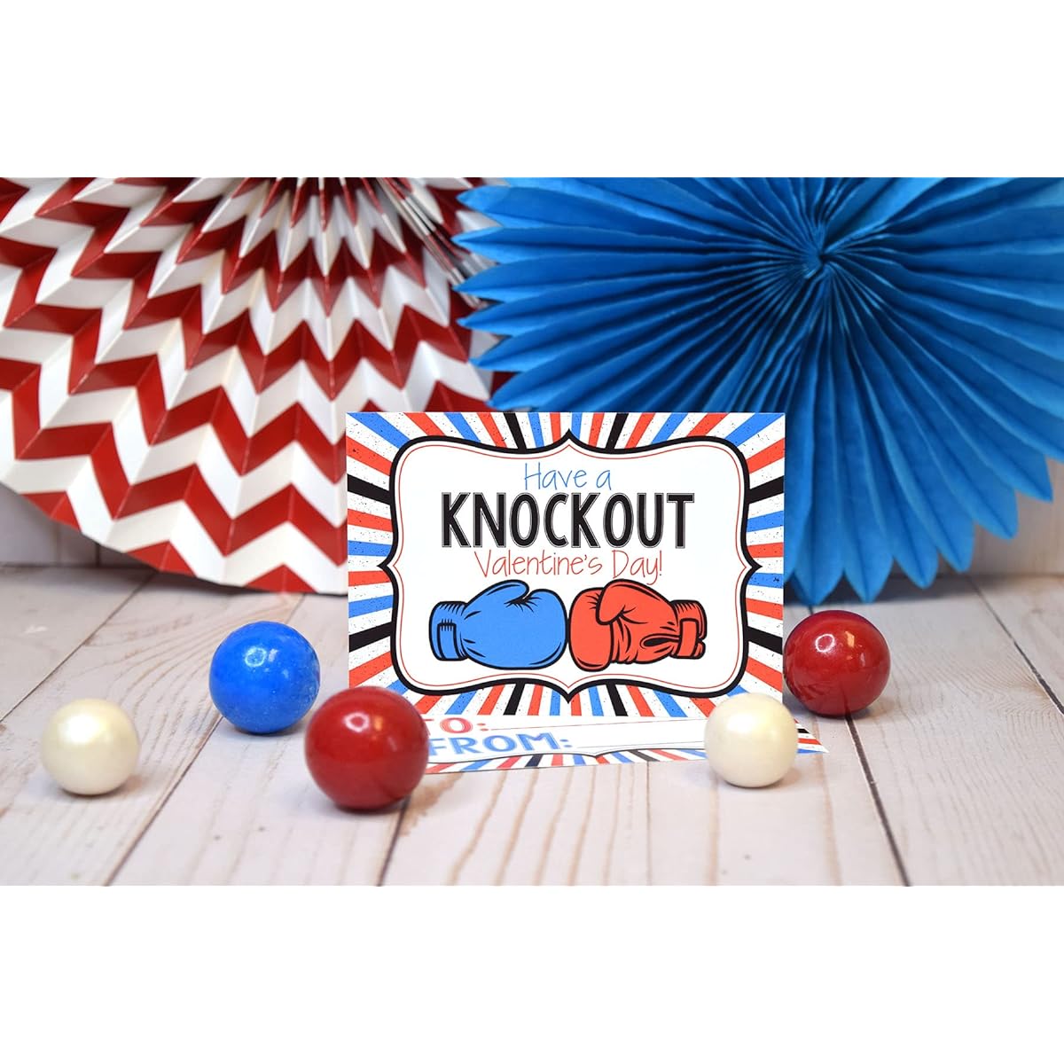 Amanda Creation Knockout Valentine Boxing Theme Valentine's Day Exchange Cards for Kids to Give to Friends and Classmates - 30 3.5" x 5" Fill-in Cards (No Envelopes)