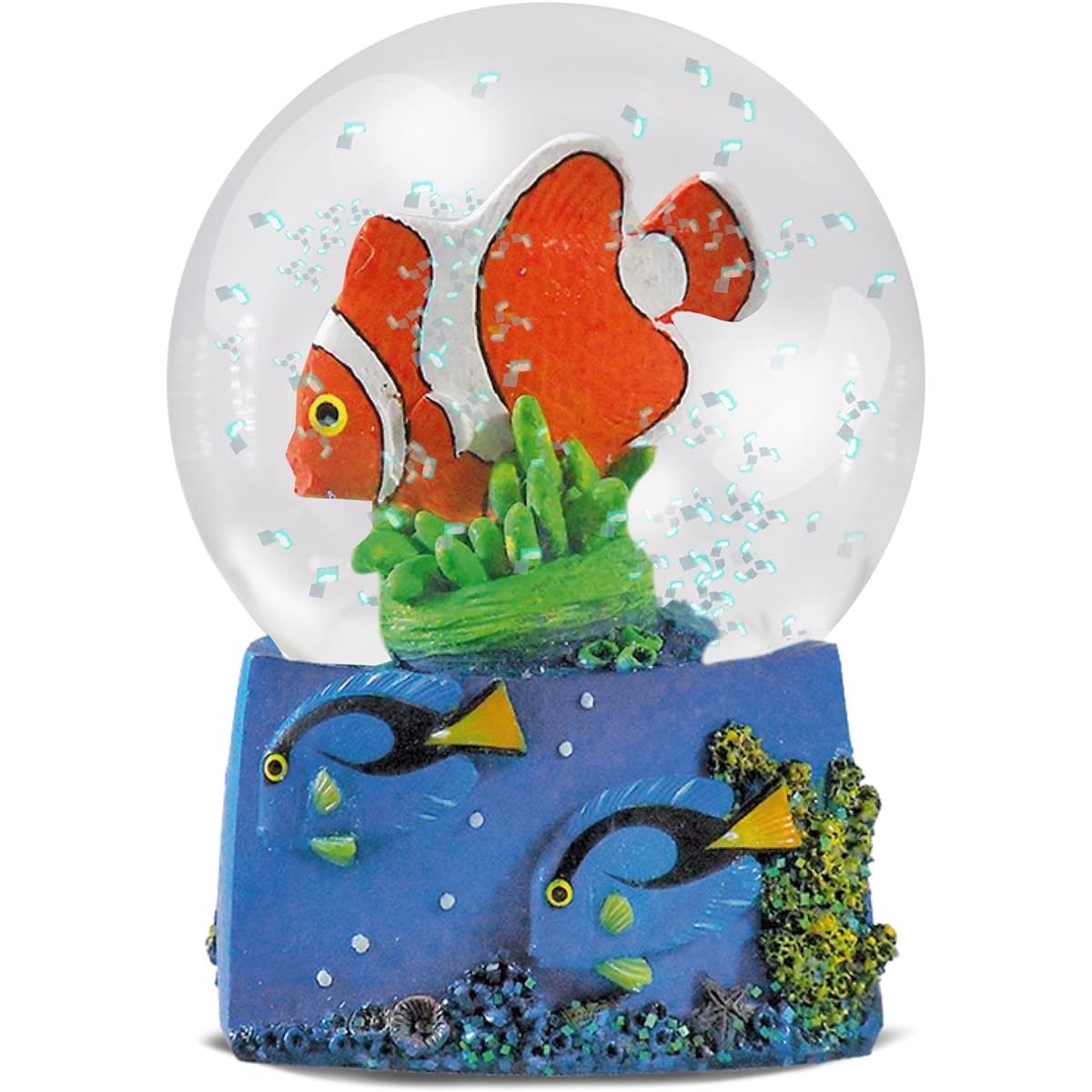 Water Globe - Reef Fish by Deluxebase. Snow globe with resin figurine and molded base. Great home globe decor, ornament, gift. (Random choice of Clown Fish or Blue Tang)