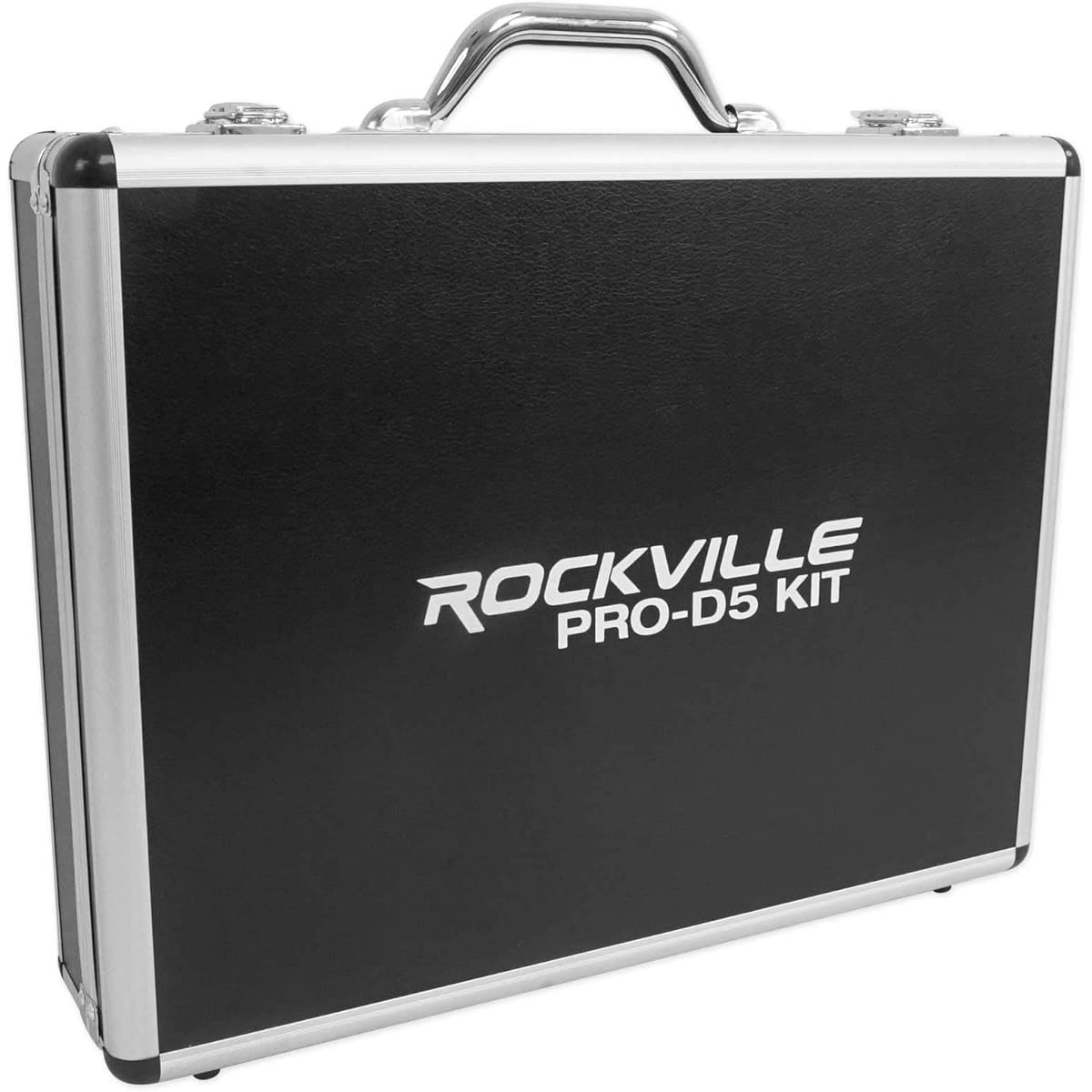 Rockville PRO-D5 5-piece drum microphone set with metal bass + snare microphone + clip