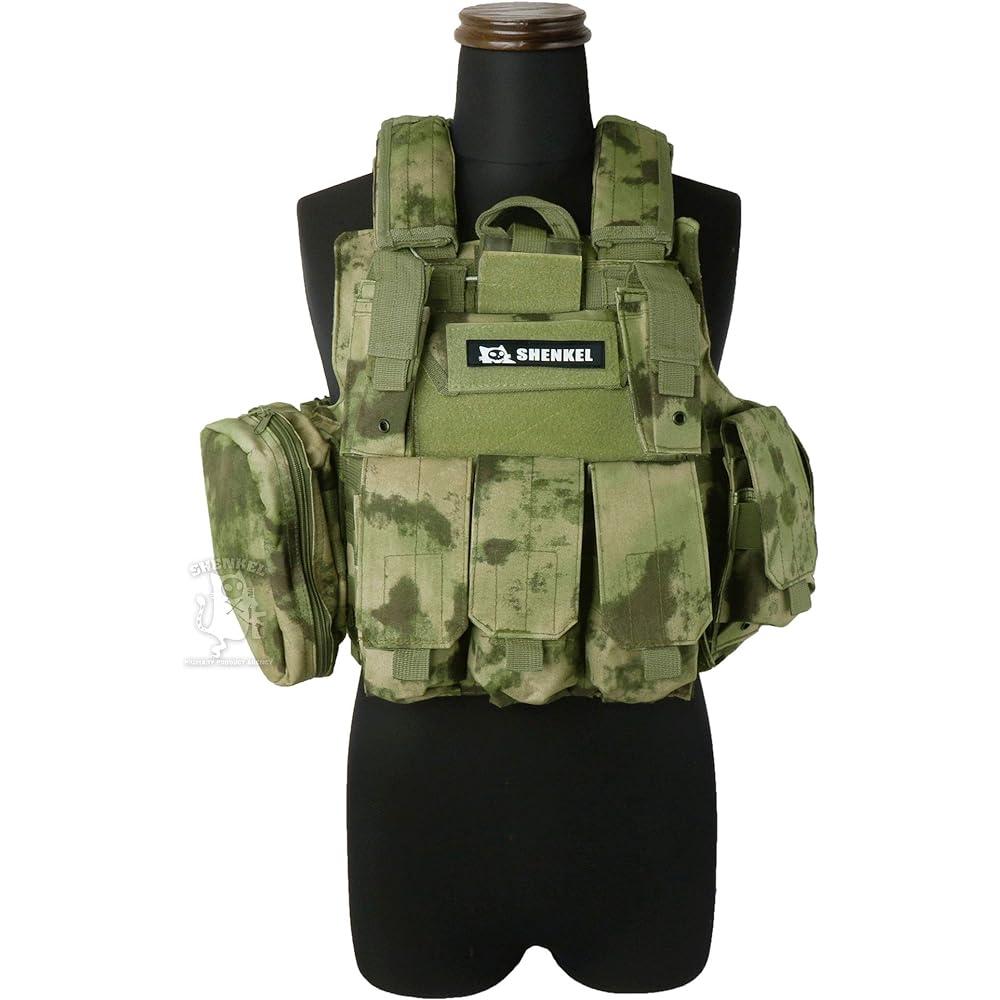 SHENKEL tactical vest waving compatible complete set (CIRAS type) VAR.01 size adjustable 6 types of pouches included A-TACS FG vest-001fg