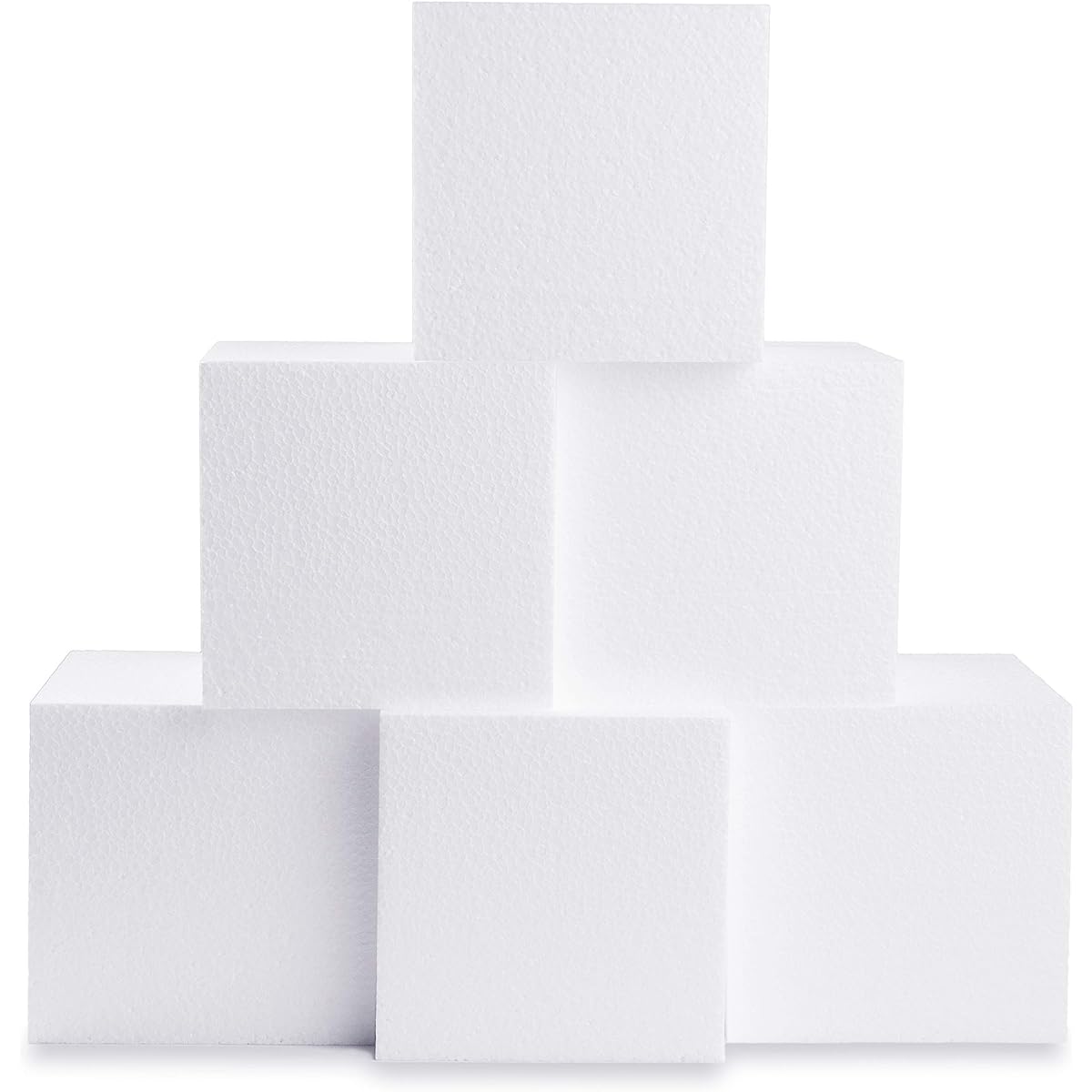 Silverlake Craft Foam Blocks - 6 Pack 6x6x6 EPS Polystyrene Cubes for Crafts, Modeling, Art Projects, Floral Arrangements - Carving Blocks for DIY School & Home Art Projects