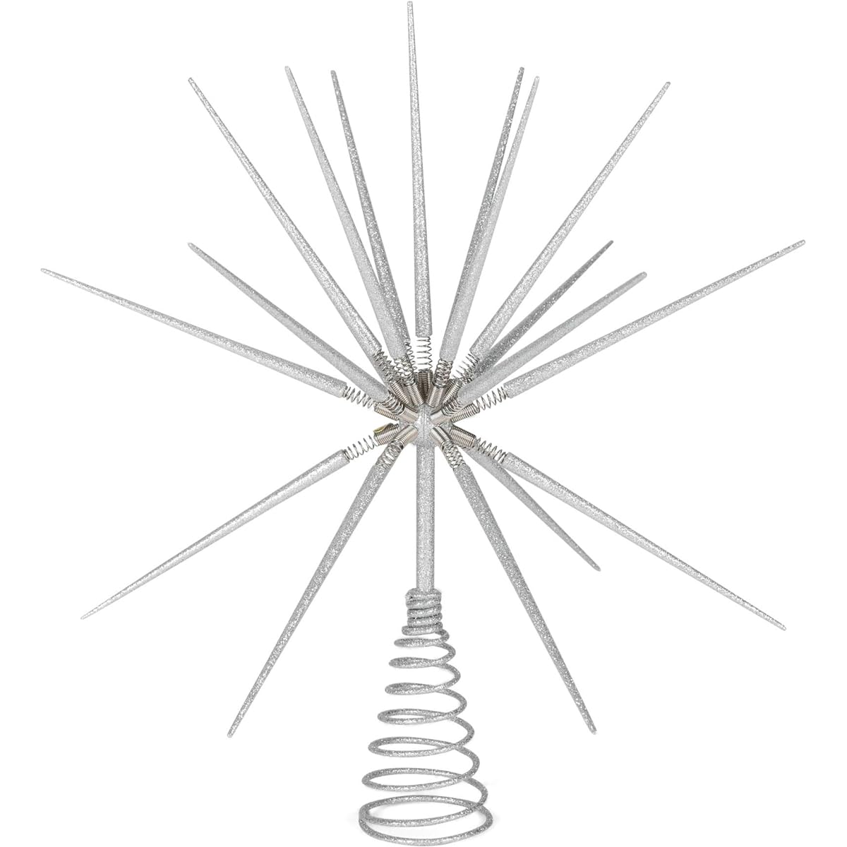 Roman 133173 Silverburst Tree Topper with Spikes on Springs 15"