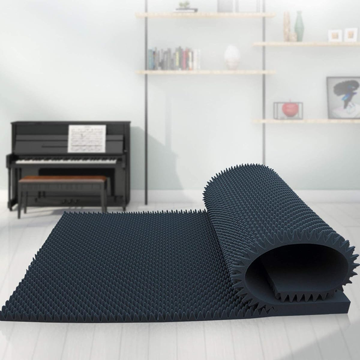 Premium Acoustic Foam, Wall Floor Sound Absorbing Cotton Gym Stadium Size: 1.52M Recording Studio Soundproof Mat (Black) (Purple)
