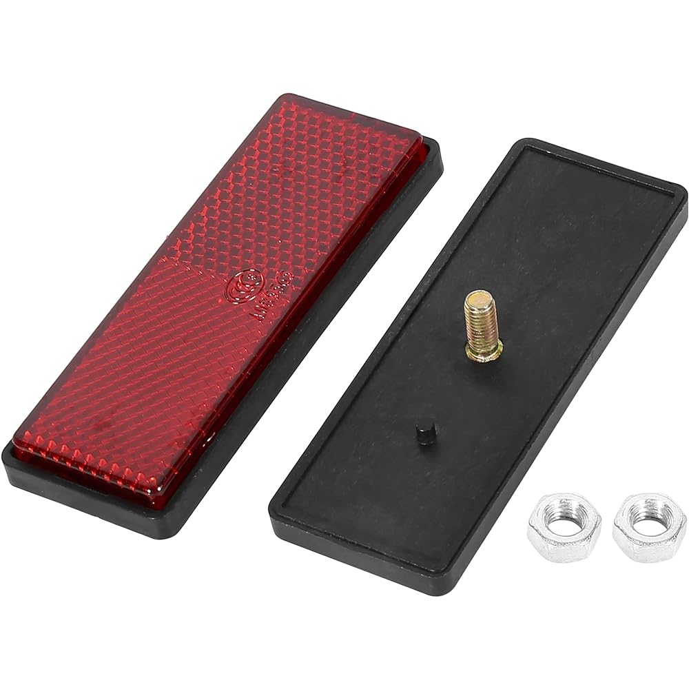 F FIERCE CYCLE Pair M5x0.8 Red Rectangle Universal Screw Mount Reflective Warning Reflective for Motorcycle
