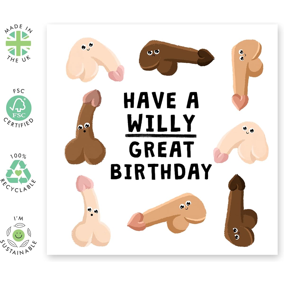 Central 23 Cheeky Greeting Card - 'Have A W*lly Great Birthday' - For Boyfriend Girlfriend Partner - Rude Birthday Card for Husband Wife - Comes With Fun Stickers