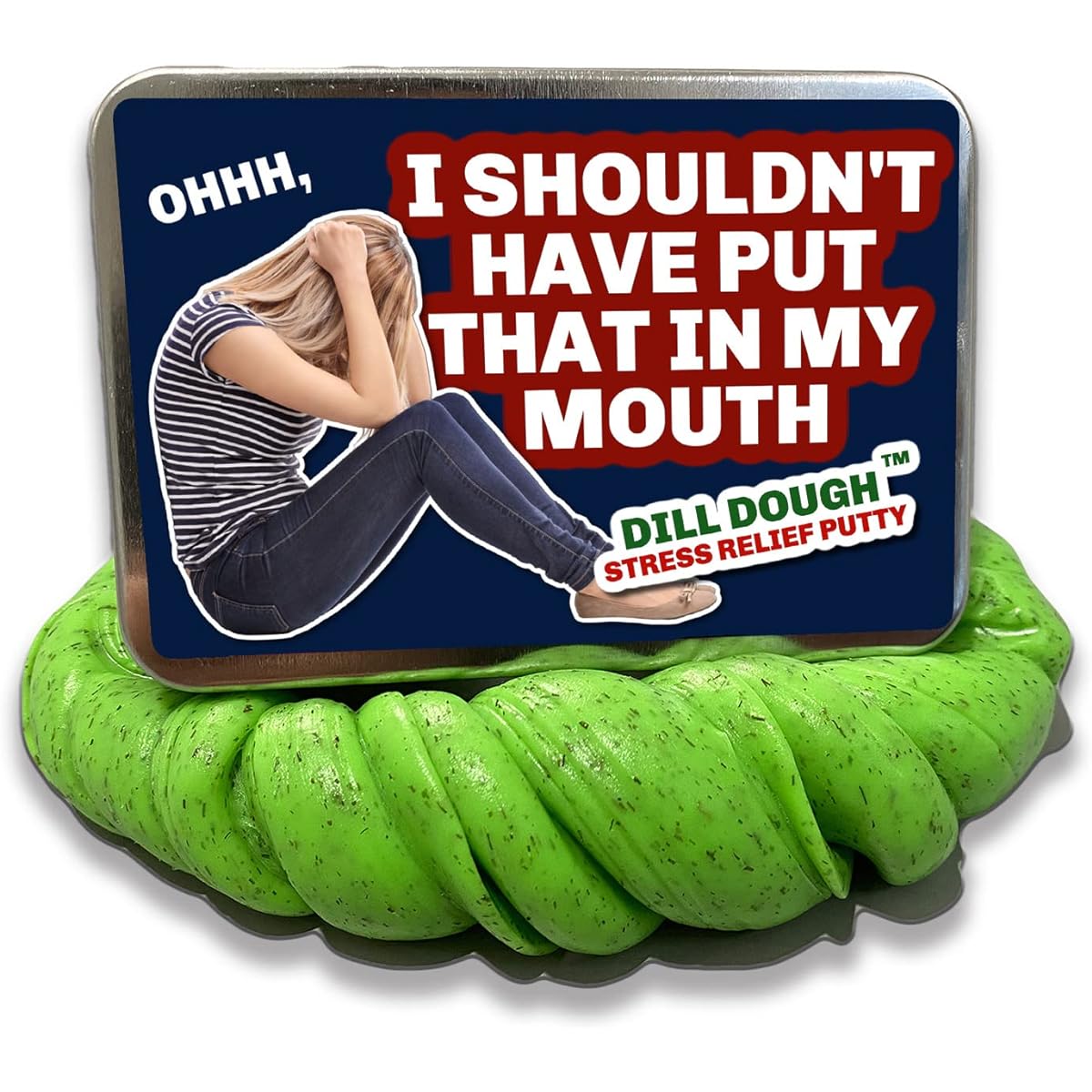 Shouldn't Have Put That in My Mouth Dill Dough Putty - Unique Adult Fidget Toy for Women and Men - Dirty Santa Gifts for Friends - Funny Glow in the Dark Pickle Gifts Stress Relief Putty Green