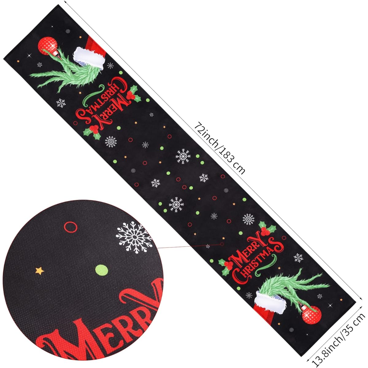 Christmas Table Runner Merry Grinchmas Elf Table Runner for Holiday Party Indoor Outdoor Kitchen Home Christmas Table