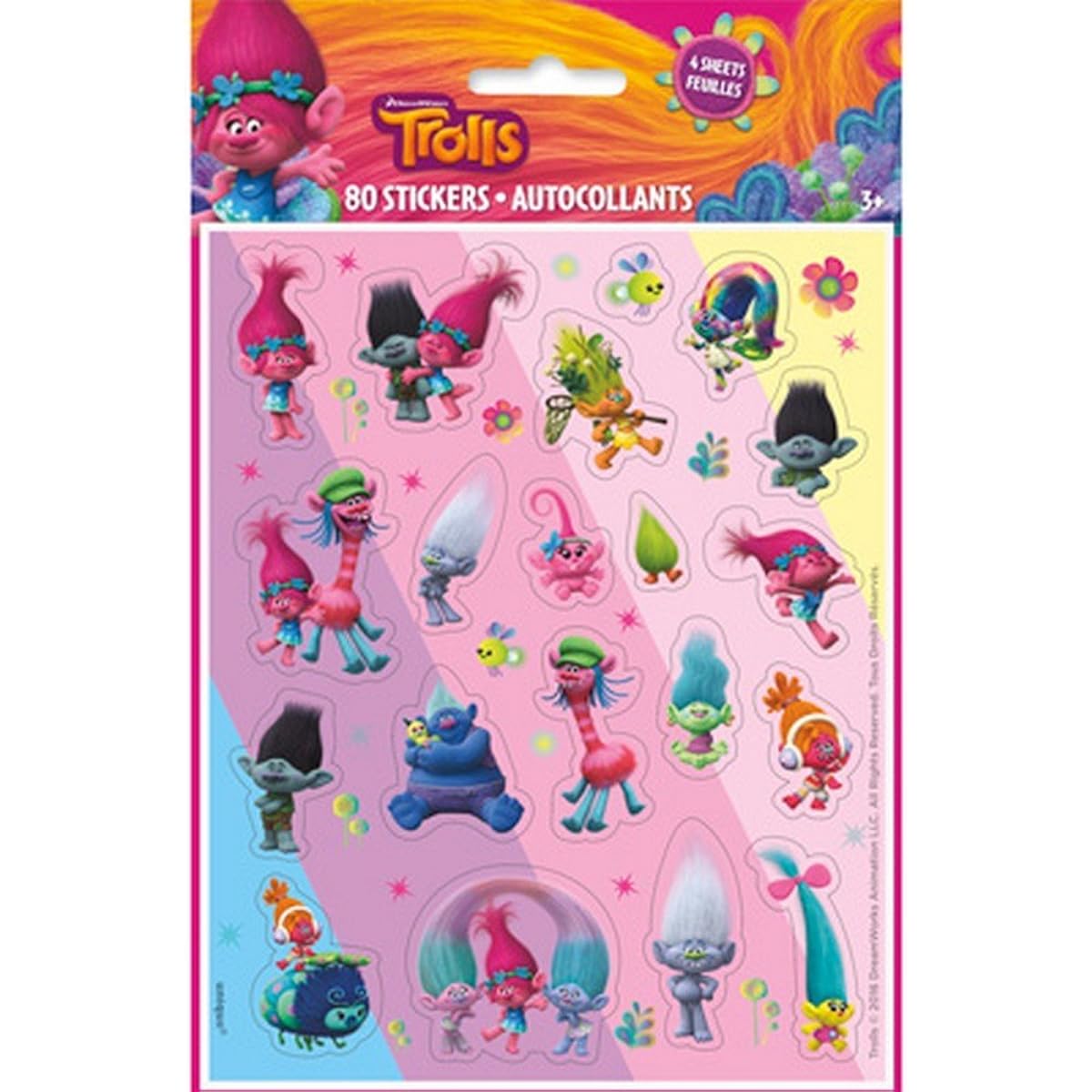 Trolls Sticker Sheet [4 pieces]