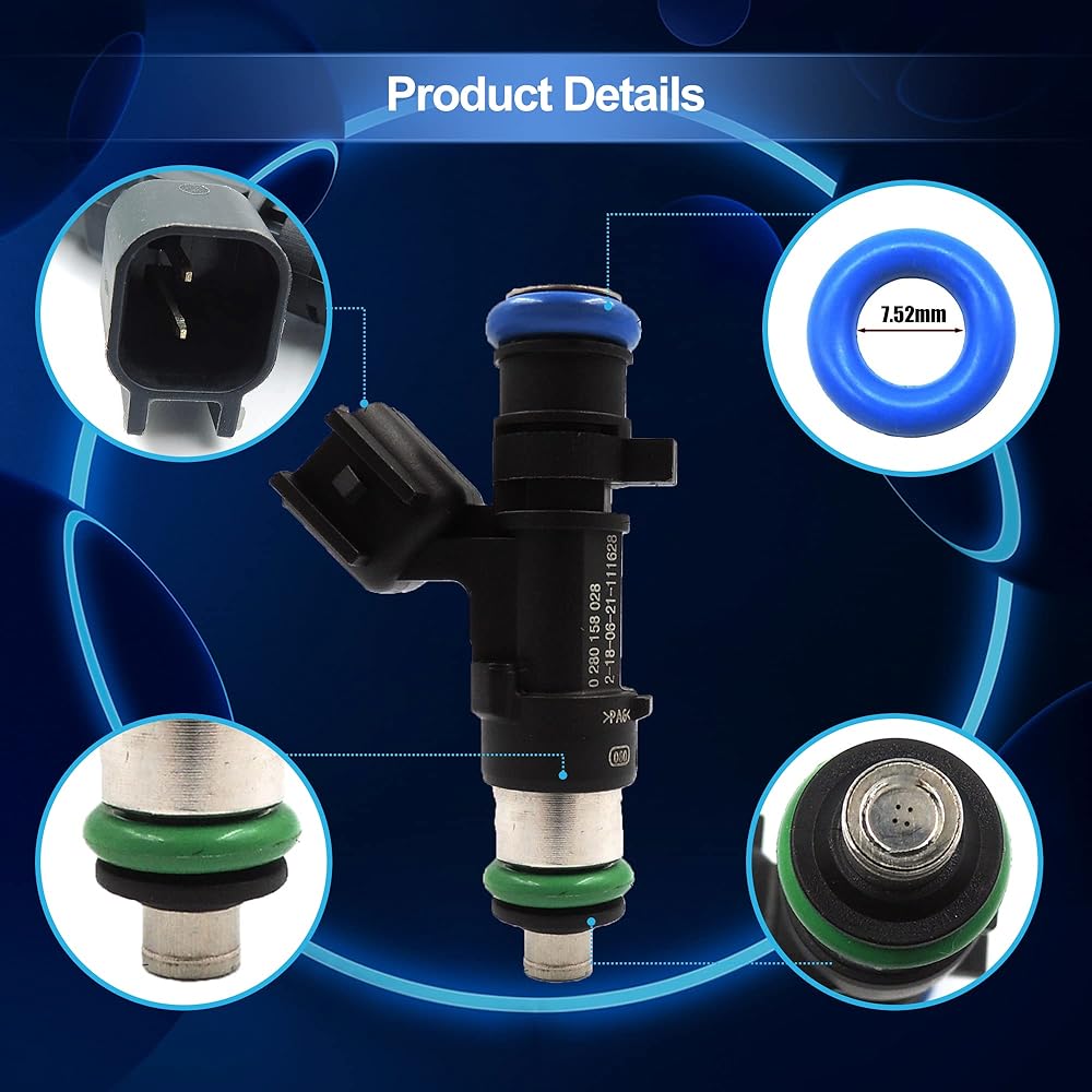 HiSport Fuel Injector 0280158028 04591986AA Dodge Chrysler 05-10 300 V6 2.7L 3.5L (6 pieces)