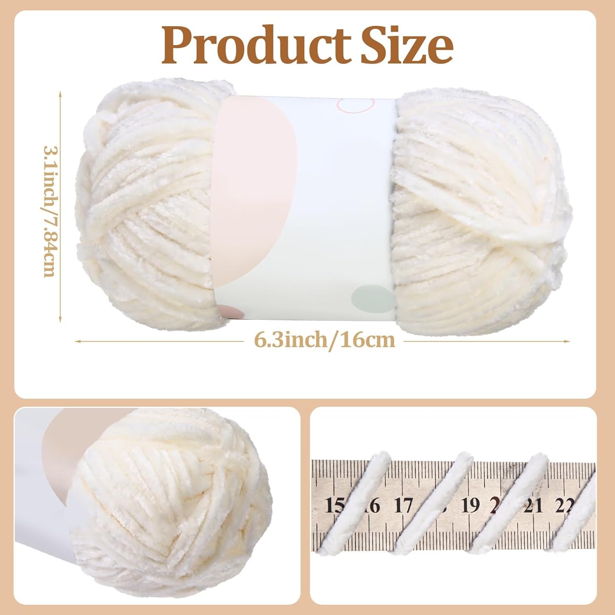 Xinnun 12 Skeins 1116 Yards Chenille Yarn 6mm Soft Thick Plush Yarn Fluffy Velvet Yarn for Crochet DIY Craft Blanket Clothing 3.5oz/Skein (Elegant Color)