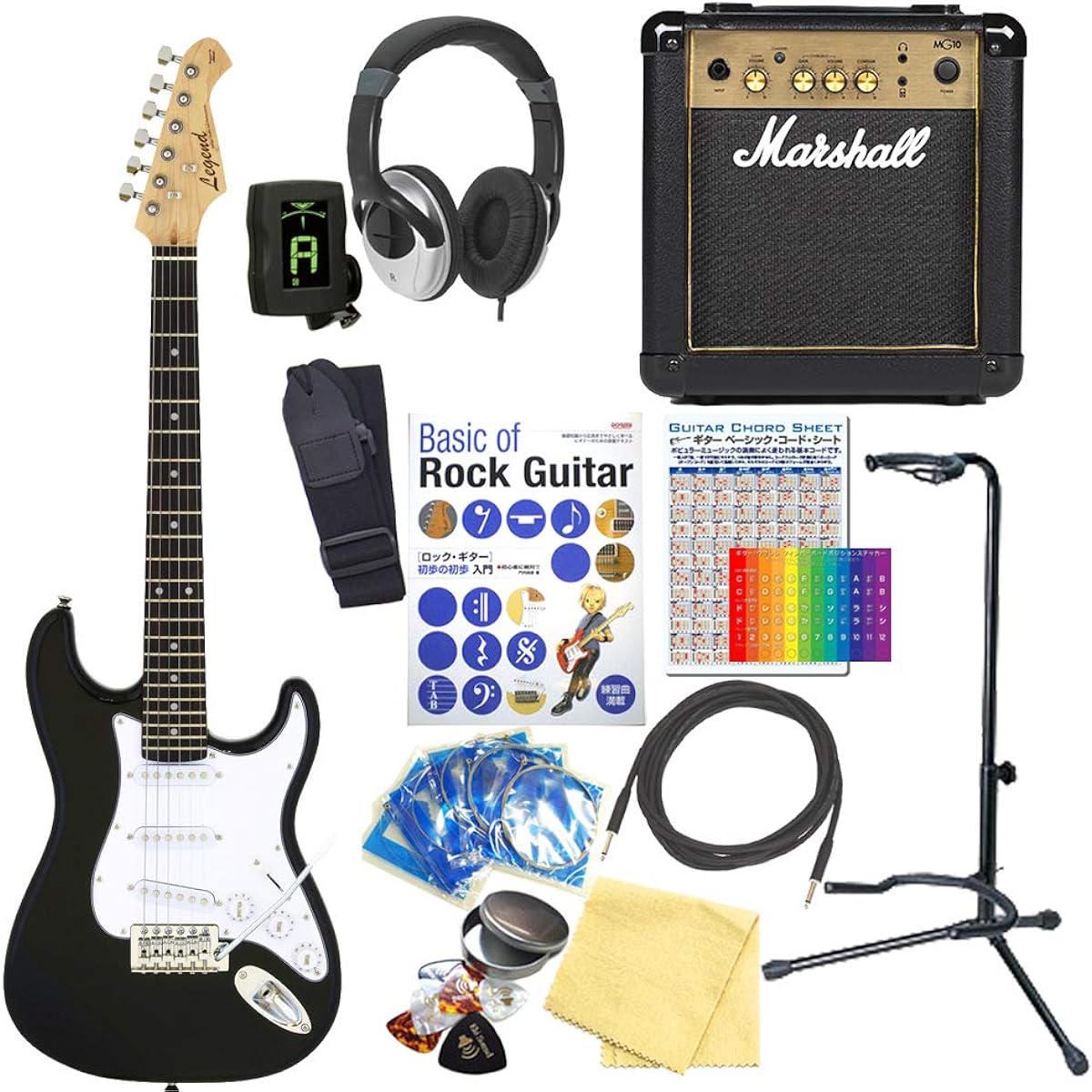 Electric guitar mini type beginner set with Marshall amp 15-piece set mini guitar Legend LST-MINI BK