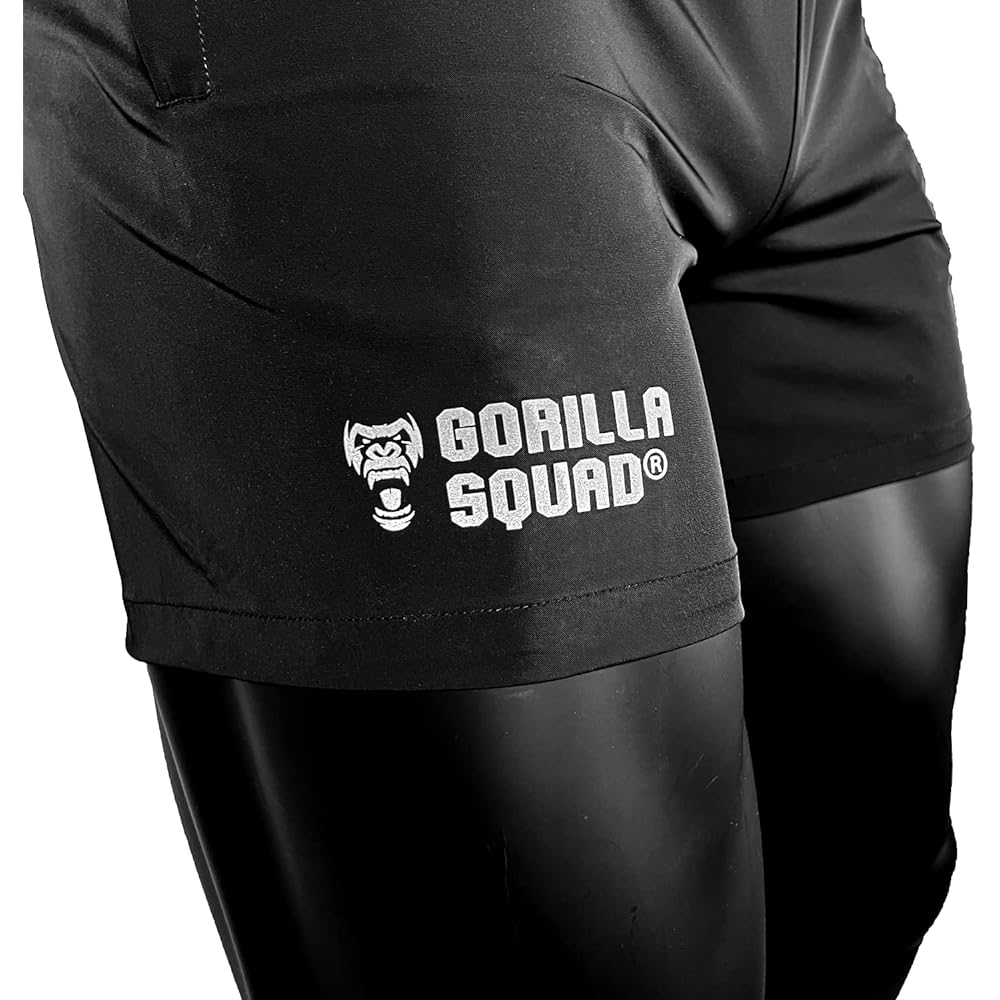 GORILLA SQUAD Quick Dry Stretch Gym Shorts Men's Training Shorts Stretch Material Sports Gym Wear Fitness with Pocket