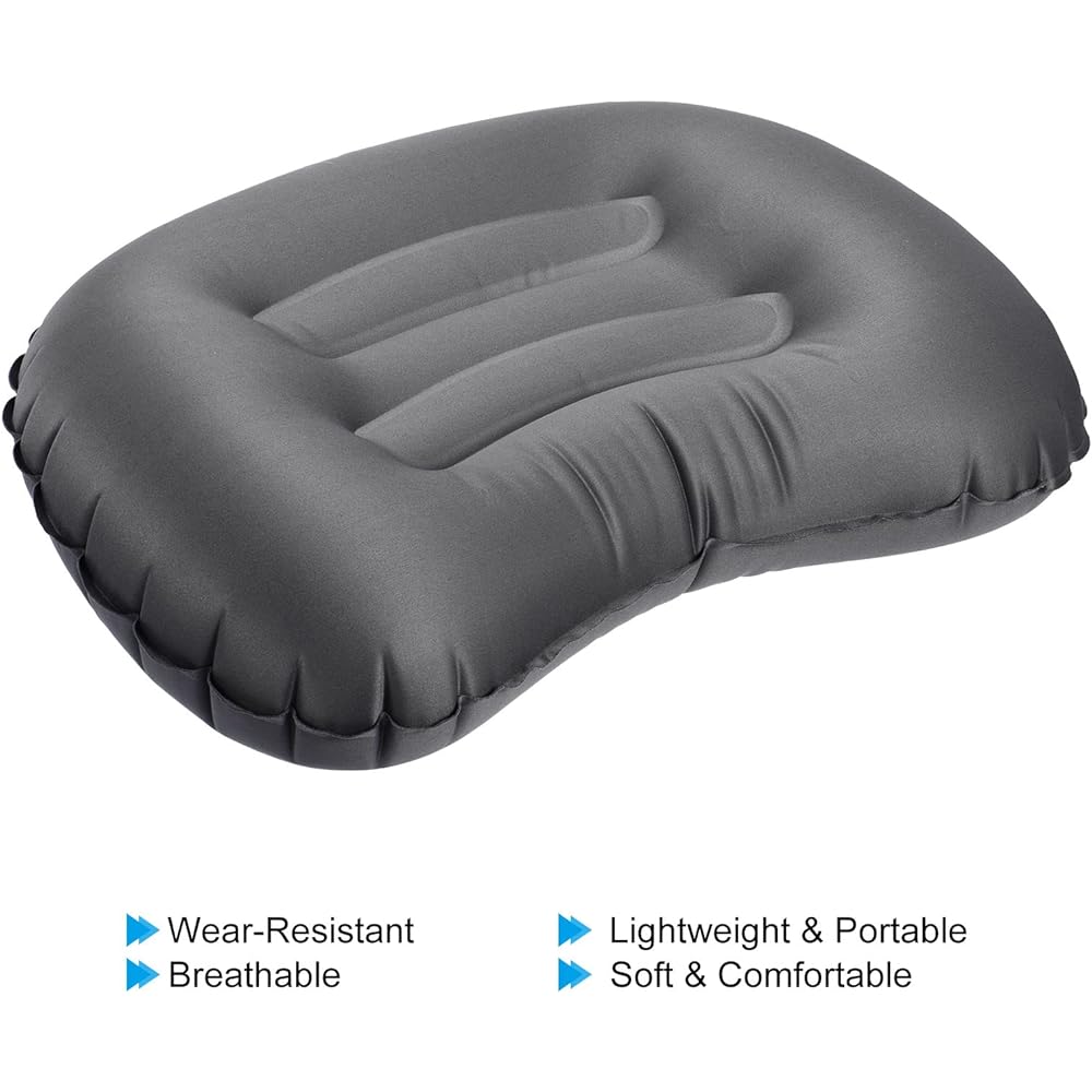 PATIKIL Inflatable Pillow Large 43 x 32 cm Ultralight Camping Travel Pillow Desk Rest Cushion Sleeping Pillow for Hiking Backpacking Office Gray