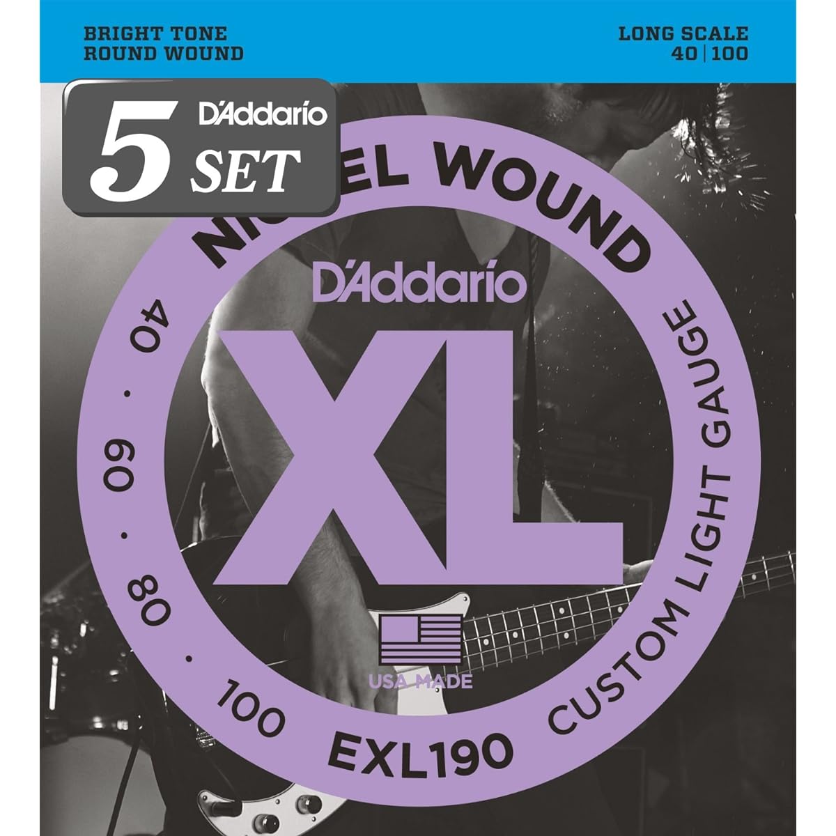 D'Addario Bass Strings Nickel Long Scale .045-.105 EXL165 x 5 Set [Domestic Genuine Product]