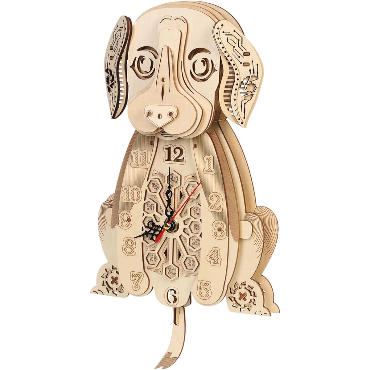 Beagle Clock: 3D Wooden Puzzle for Adults Christmas Theme Wooden Clock Kit Wall Clock with Pendulum