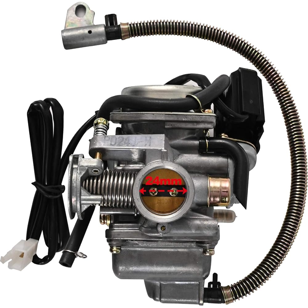 GY6 125cc/150cc Carburetor for 4 Stroke Engine Electric Choke Scooter ATV Go Kart 152QMI 157QMJ with Air Filter Intake Manifold PD24J 24mm Carb