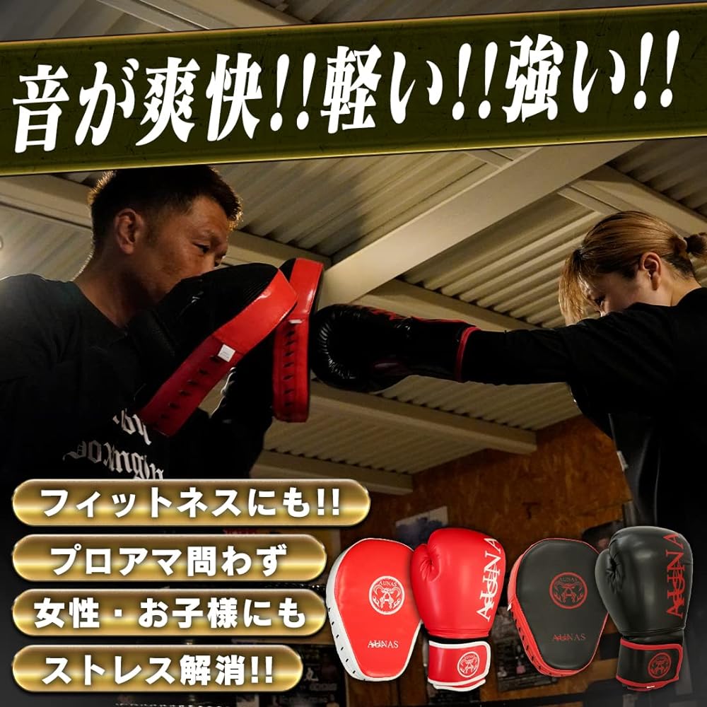 [Recommended by professional boxers] Boxing gloves 12oz punching mitts 2-piece set Japanese company planning boxing martial arts