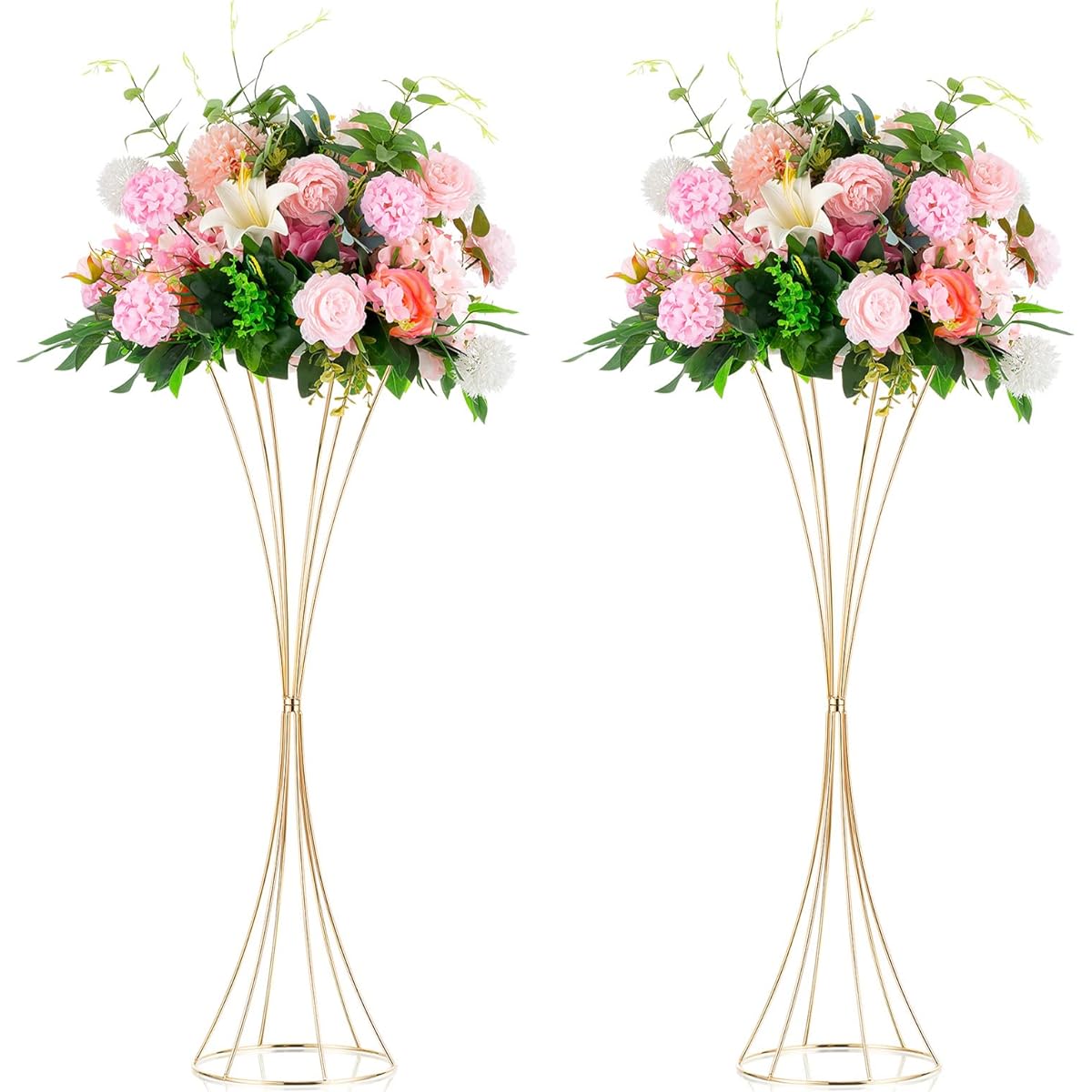 NUPTIO 10pcs Gold Centerpieces for Tables, 19.7" Tall Metal Flower Trumpet Vases, Gold Vases for Centerpieces, Artificial Flower Display Rack, Birthday Parties, Dinner Events, Hotel Home Decor