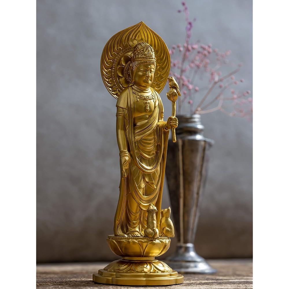 Buddha Statue Pet Kannon Bodhisattva 16cm (Gold) _"Animal Protection/Pet Memorial Service" Takaoka Copperware (P Kannon/M)