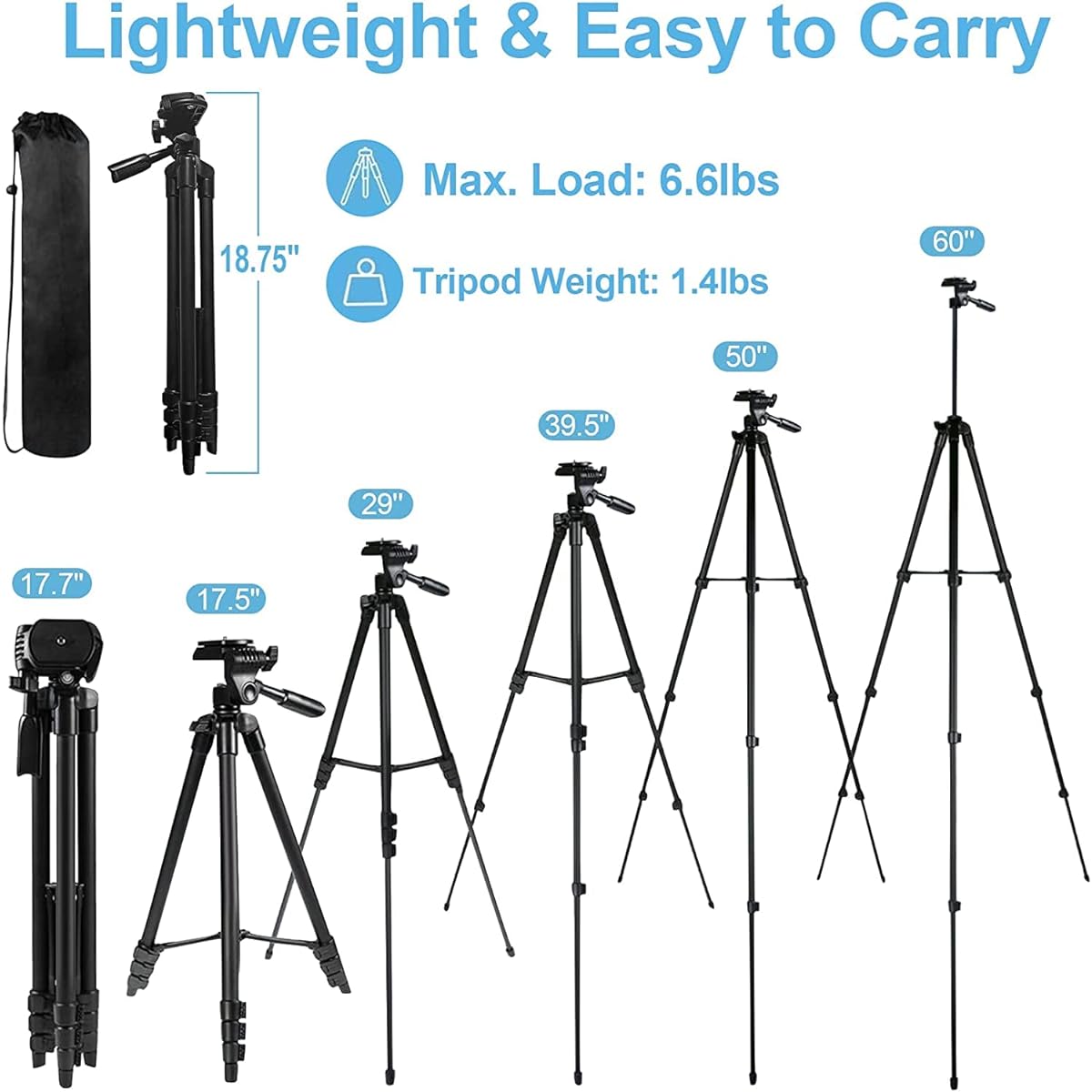 3-in-1 Music Stand for Sheet Music, XL 16" x 12" Metal Clip with Bamboo Holder & 60" Tripod for Camera/Projector, Portable Height Adjustable Drawing Easel Cookbook Stand Desktop Floor, Carry Bag