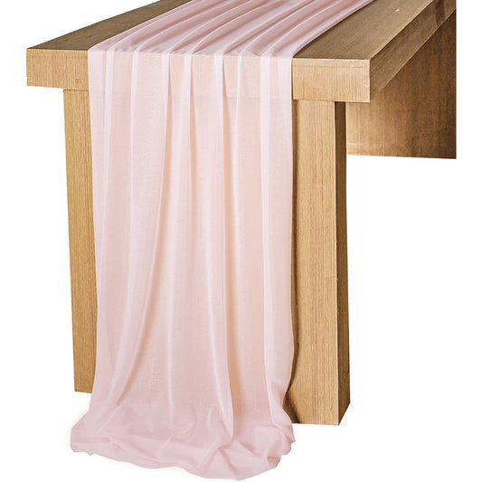 10ft Blush Sheer Table Runner Overlay Wedding Tablecloth 29x120inch Rustic Wedding Decoration French Chiffon Table Runner