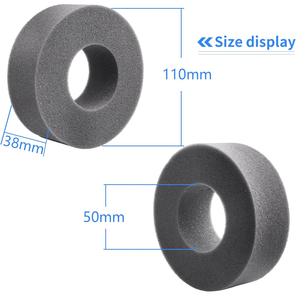 RC Tire Foam Outer Diameter 4.33"/110mm Inner Diameter 2.0"/50mm Width 1.5"/38mm for 1.9 Crawler Tires for Rock Crawling Cars