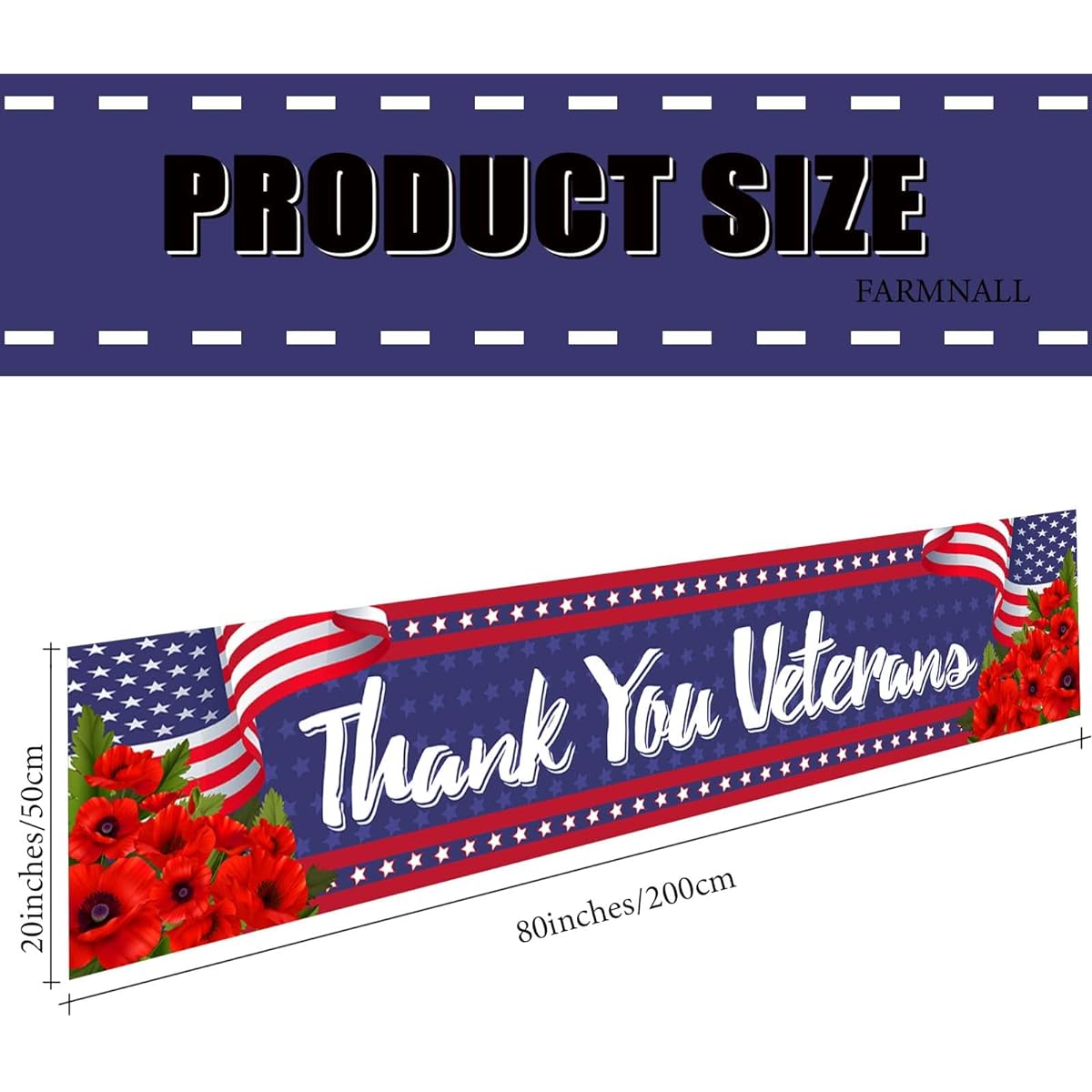 Memorial Day Banner for Fence 4th of July Patriotic 4th of July Veterans Day Decoration Garden Garage Thank You Veterans Party Decorations Holiday Decor