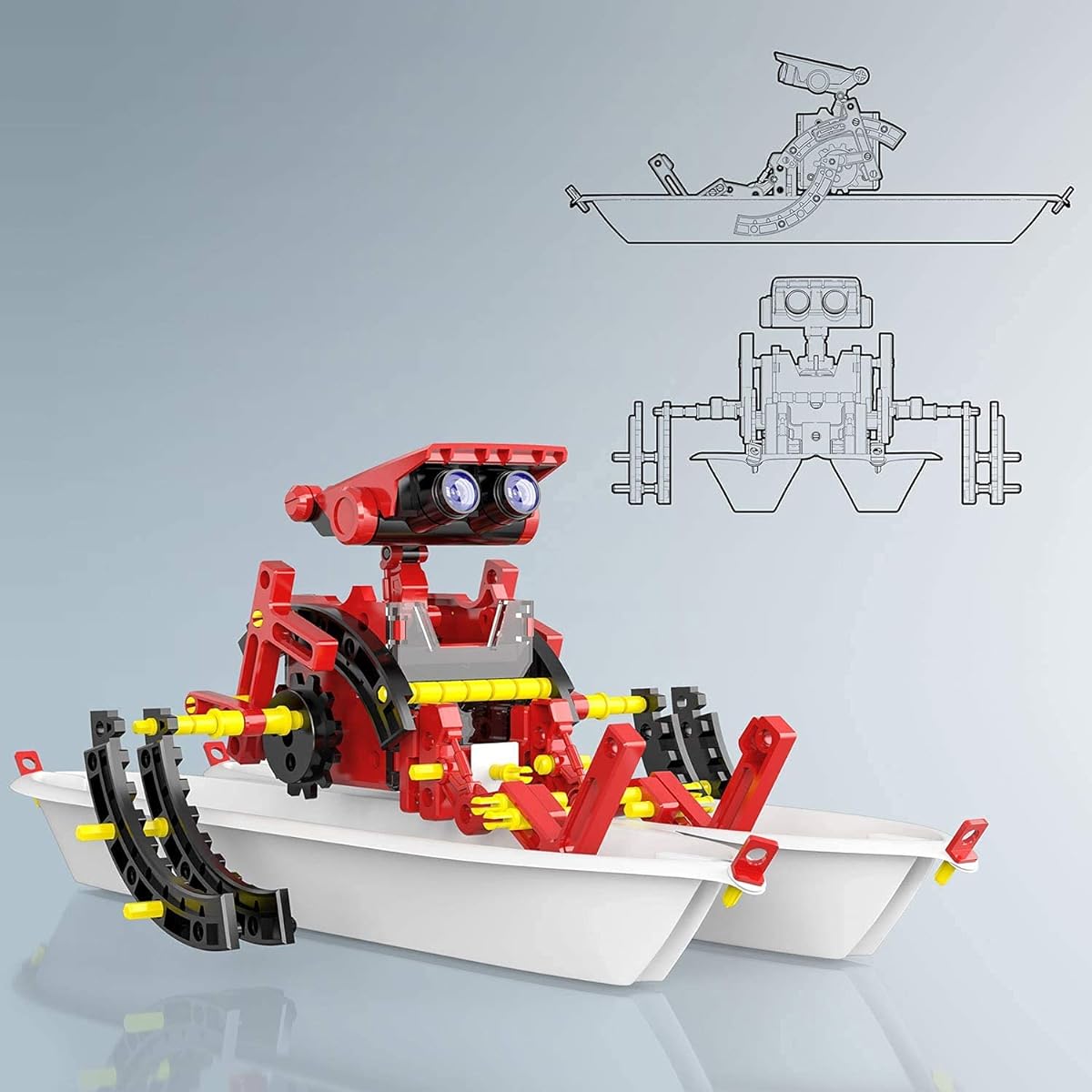 Tomons Solar Robot Kit, 12-in-1 Science STEM Robot Kit Building Toys for Kids Ages 8-12+, DIY Science Experiment Robot Toys for Boys, Solar Powered, Red