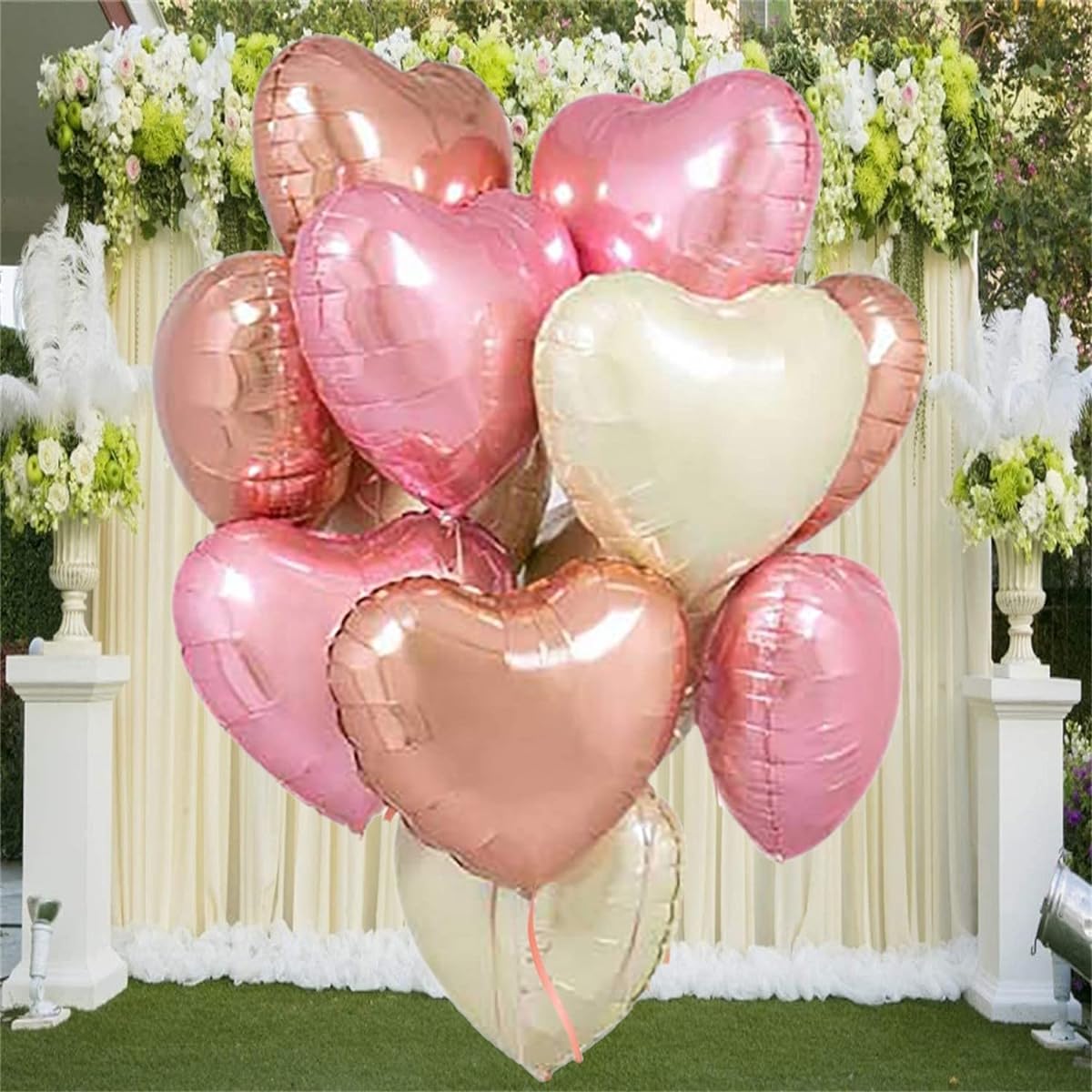 GLEAM® 10 Pieces 18 Inch Heart Shaped Foil Balloons Birthday Decorations Items for Boys or Girls Birthday Party Decorations Anniversary Wedding Wedding Party Baby Shower Graduation Party Ceremony