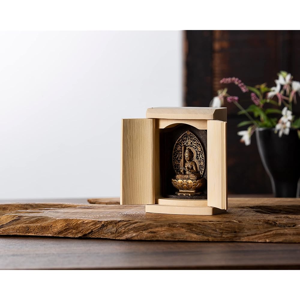 Zeku Kokuzo Bodhisattva Buddha statue with Zushi (gold antique finish) Teikakuyama Jujuin prayer _ Born in the Year of the Ox and the Tiger Twelve Zodiac Amulet Principal Image Zodiac (T00254-B