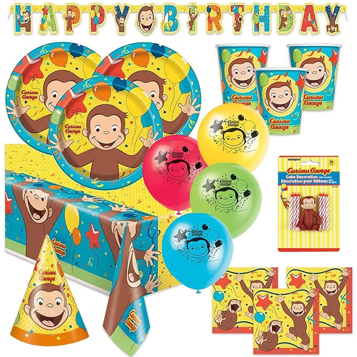 Curious George Party Set 8 Pieces yts0008 Birthday Decorations