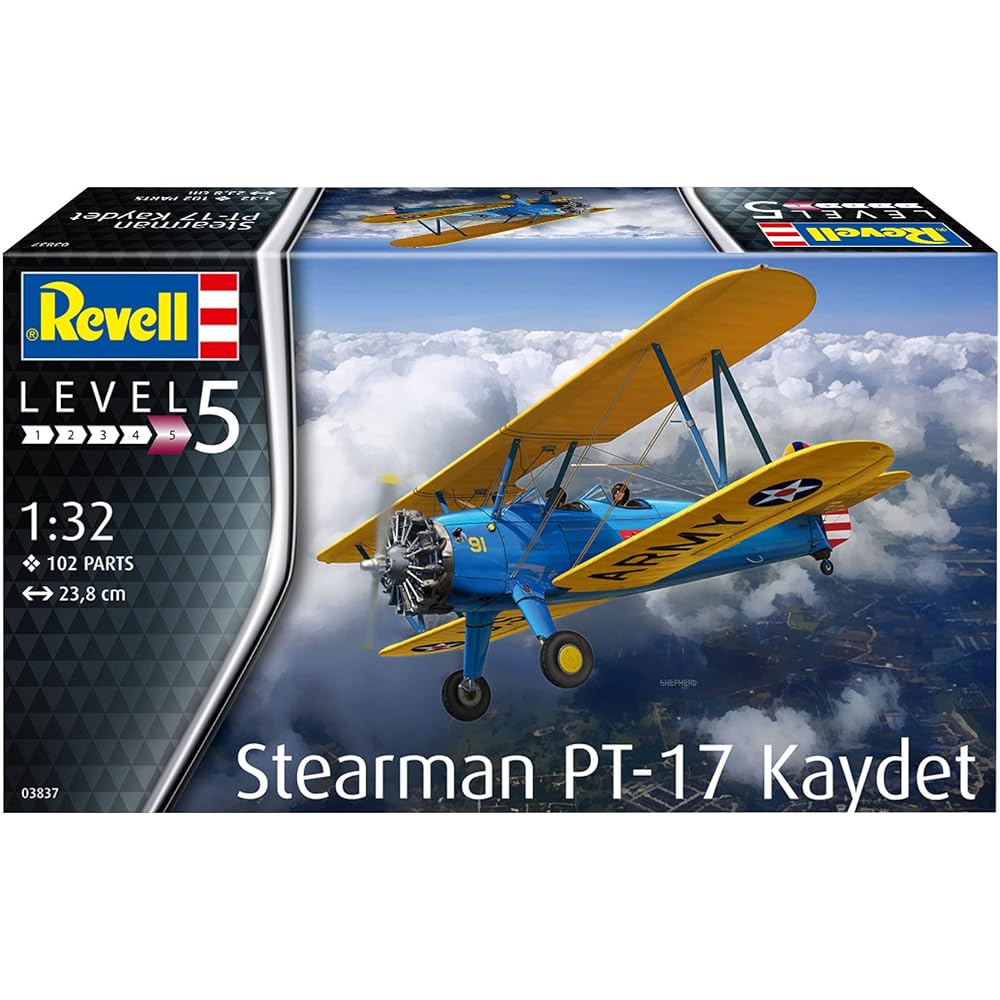 German Level 1/32 US Navy Stearman PT-17 Cadet Plastic Model 03837 Molding Color