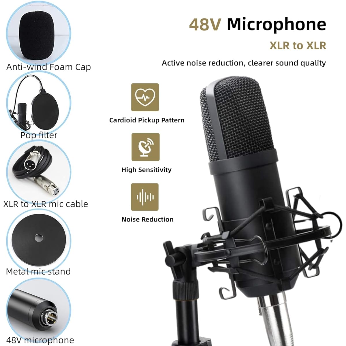 sktome Streaming Audio Mixer Audio Interface XLR Podcast Microphone 48V Phantom Power Podcast Equipment Bundle with 4 Custom for Live Streaming/Podcast Recording/Video/Games