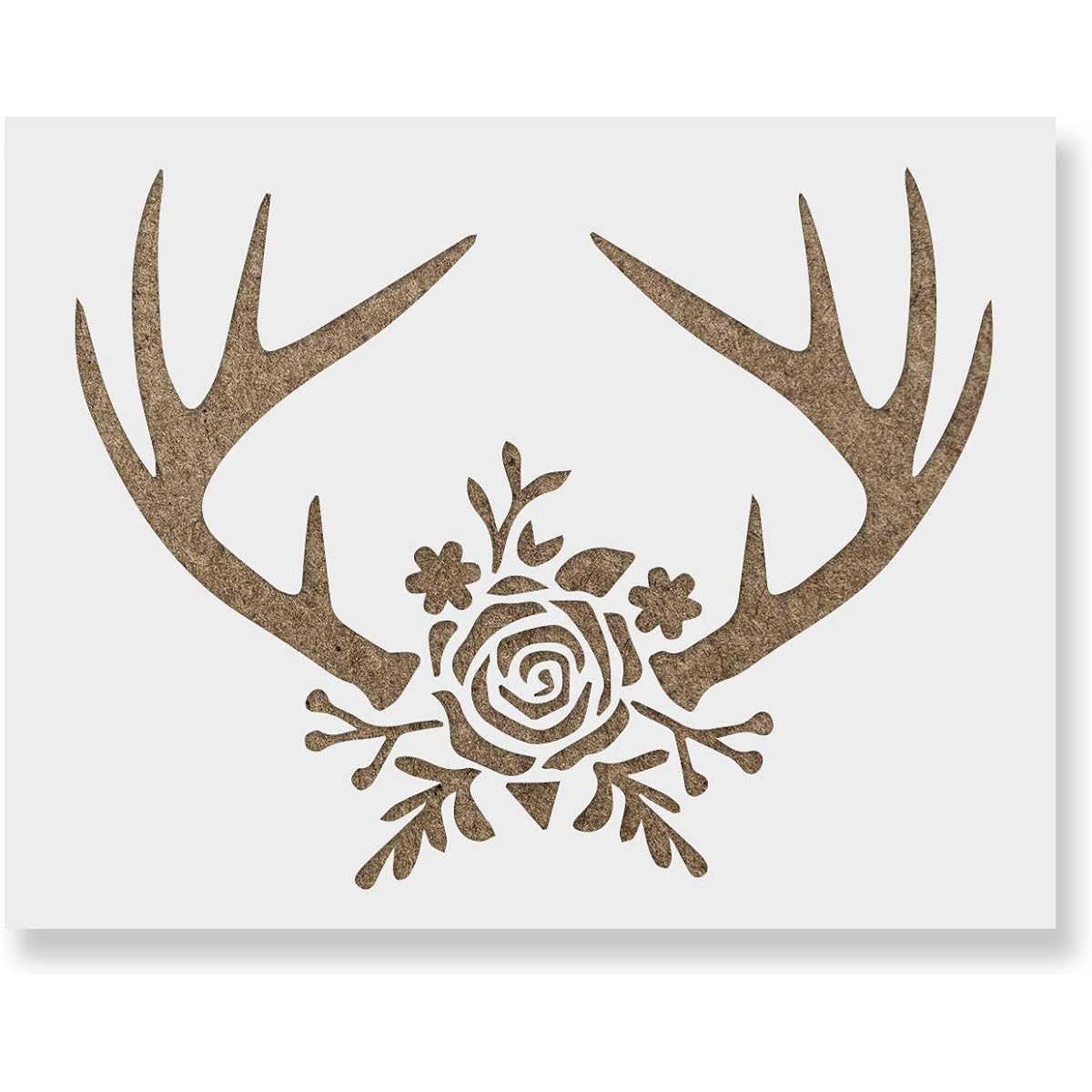 Rose Antlers Stencil Template for Walls and Crafts - Reusable Stencils for Small & Large Paintings