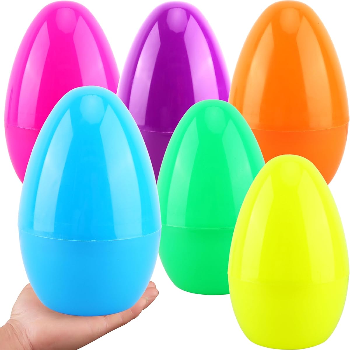 Sonarun 6 Pieces 10 Inch Giant Easter Eggs Plastic Large Easter Eggs Colorful Refillable Jumbo Easter Eggs Easter Gift Basket Filler Hunting Game Party Decoration