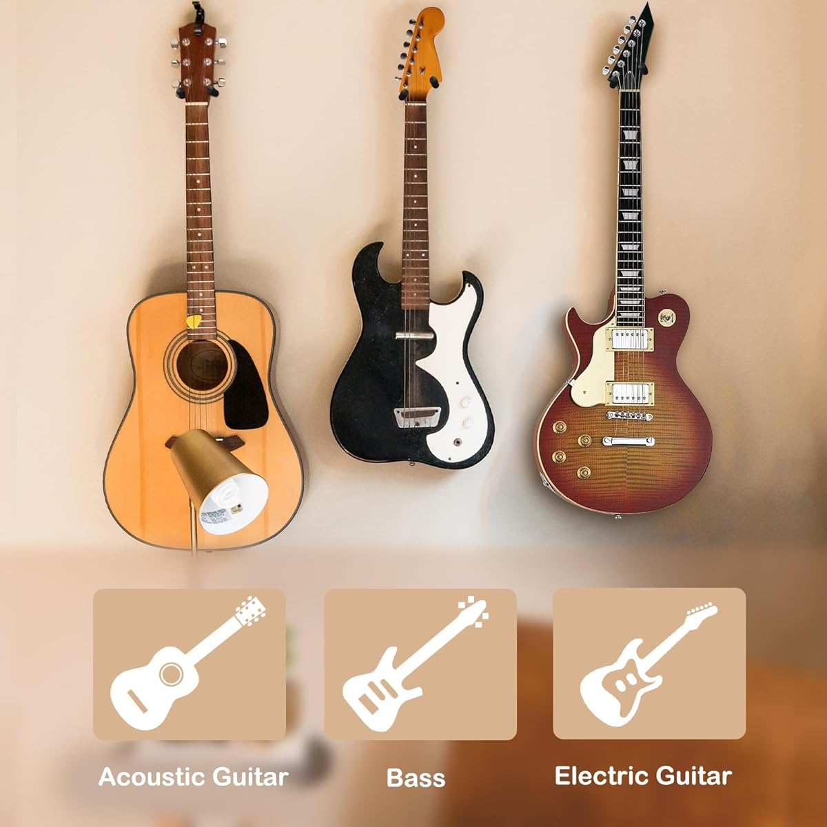 Guitar Wall Mount 3 Pack Black Walnut
