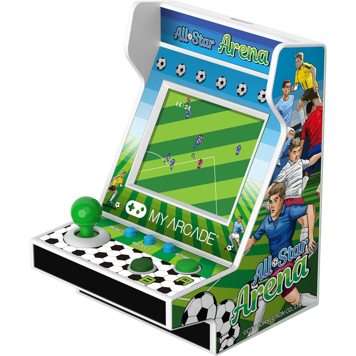 MY ARCADE All-Star Arena Pico Player - 3.75" Fully Playable Portable Mini Arcade Machine with 107 Retro Games, 2" Screen Color Display, Battery Operated, White