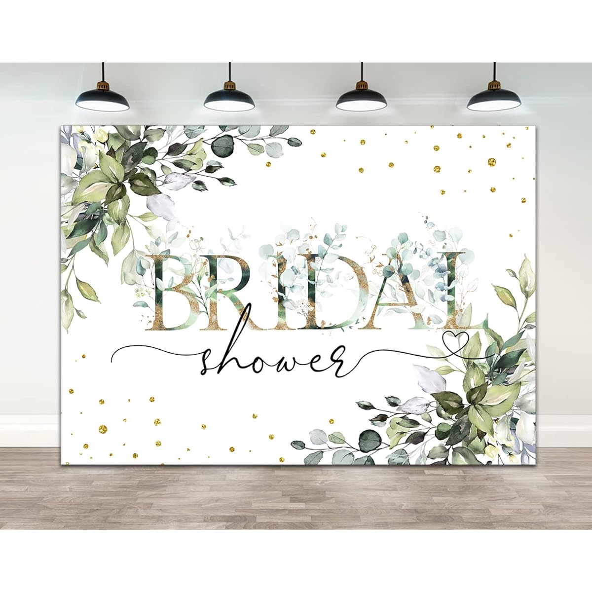 Ticuenicoa 7x5ft Bridal Shower Backdrop Green Leaves Golden Dots White Photo Backdrop Decoration Miss to Mrs Wedding Bride to Be Engagement Photo Booth Props