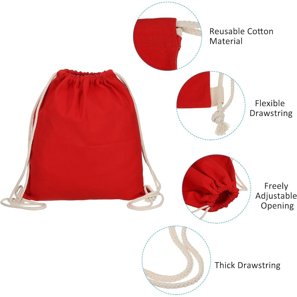 PATIKIL Cotton Drawstring Bags Set of 2 Cotton Drawstring Backpacks for Women Men Gym Sports Travel Red Dark Green