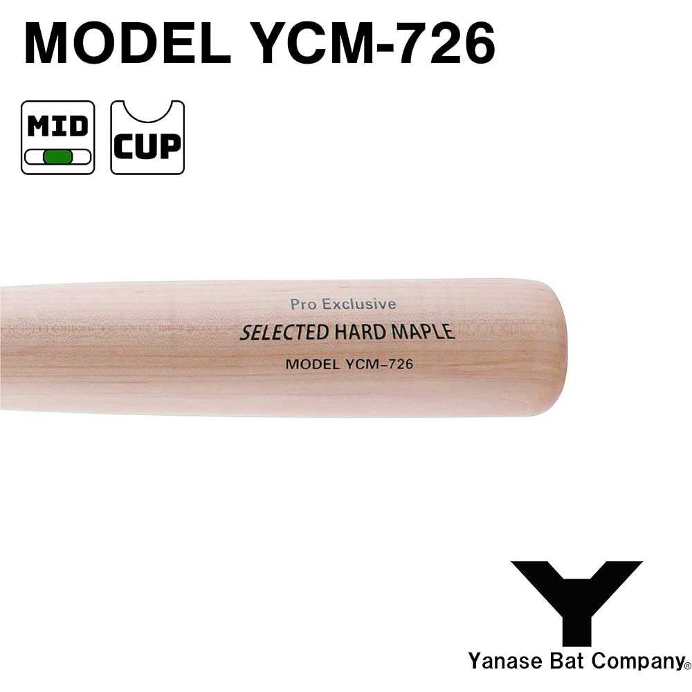 Yanase Wooden Bat Hard Y Bat Hard Wooden Bat Maple Middle Balance BFJ Mark Hollowed Out YCM Natural 84.5cm