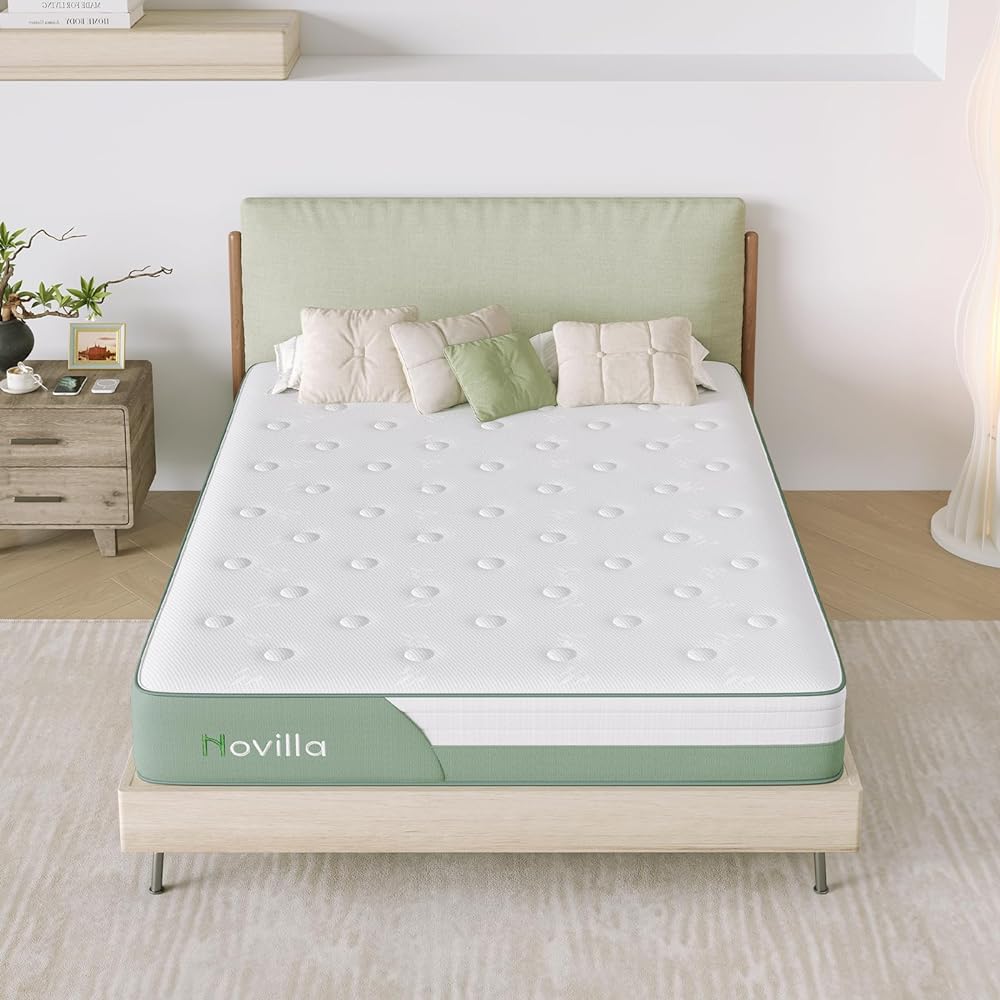 Novilla Mattress, Queen, Pocket Coil, Extra Thick, 7.9 inches (20 cm), 3 Zones, 8 Layer Structure, 696 Coils, Item, Constant Temperature Gel Memory Foam, Breathable, Vibration Isolation, Quiet, Body